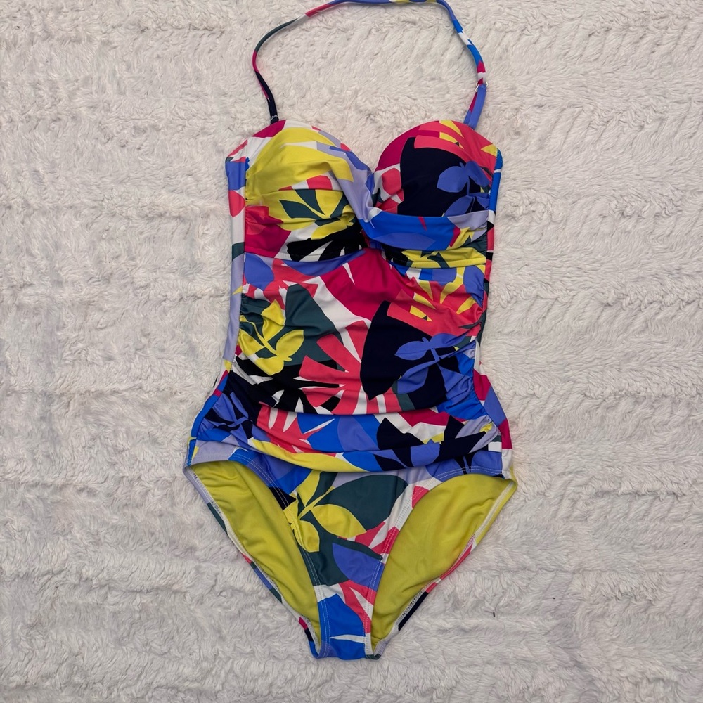 Anne Cole built in bra Twist-Front Bandeau and straps one Piece Swimsuit Size 8